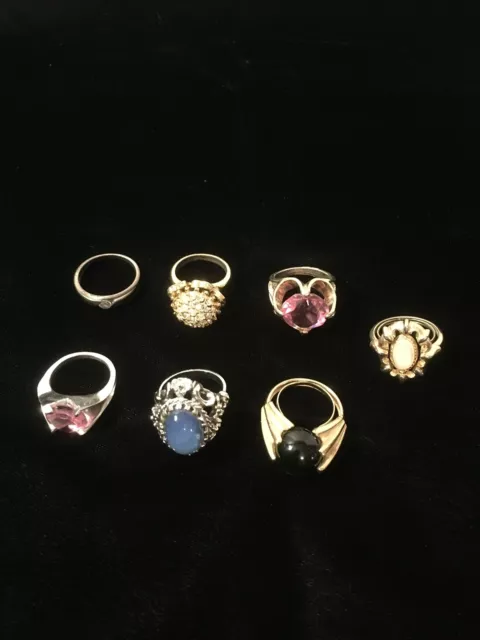 Rings Lot Of 7  One Marked Sterling One Is Marked 925 One I Avon Rest Unmarked