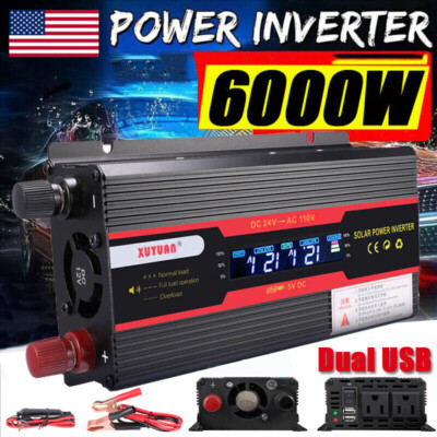 6000W Vehicle Power Inverter Watt DC 12V to AC 110V Modified Sine Wave Converter