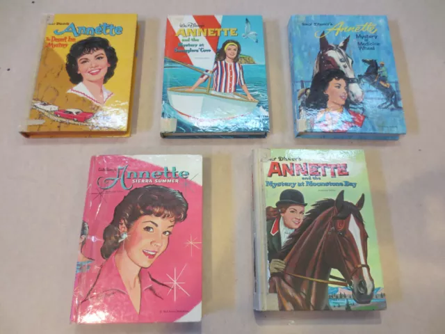 Walt Disney Annette Funicello Vintage Kids Mystery Hardcover 5 Book Lot 60s