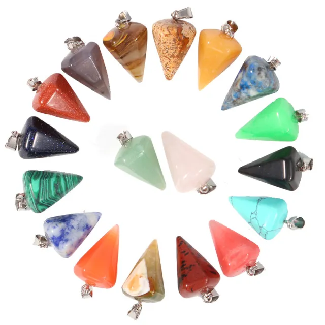 Natural Hexagonal cone healing crystal stone pendant for jewelry making 30pcs