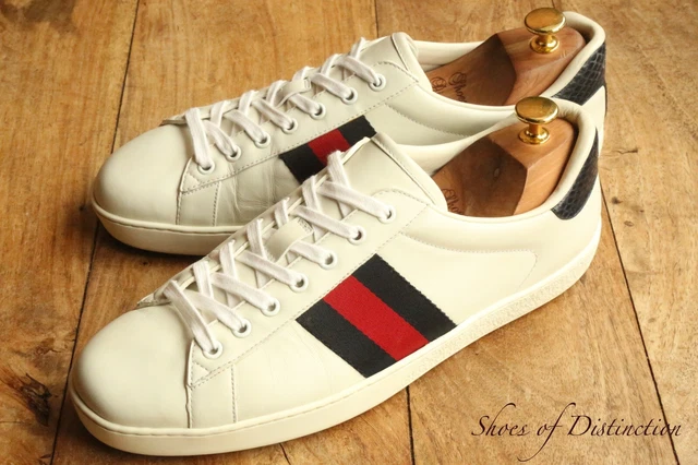 GUCCI ACE WHITE Leather Snake Skin Trainers Sneakers Men s UK 9 US 10 EU 43 159.00 PicClick UK
