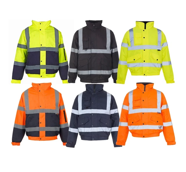 New HI VIZ Bomber Jacket Coat Work Security Visibility Parka Waterproof High Vis