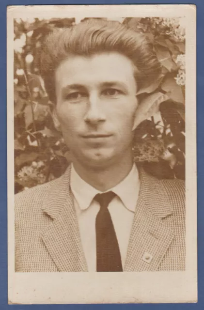 Portrait of a Young Handsome Guy, Cute Man Soviet Vintage Photo USSR
