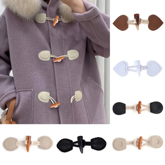 1x Windbreaker Sweater Leather Buckle Toggle Closure  Coat Fastener Horn Buttons