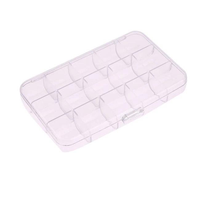 15 ranuras organizador de compartimentos caja de almacenamiento cuentas joyería artesanía arte en uñas S1
