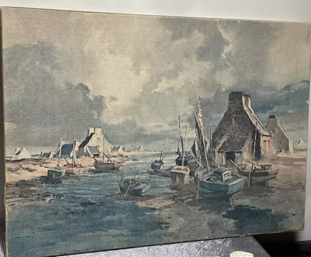 Ancienne peinture Alain Fournier Bateau Marine