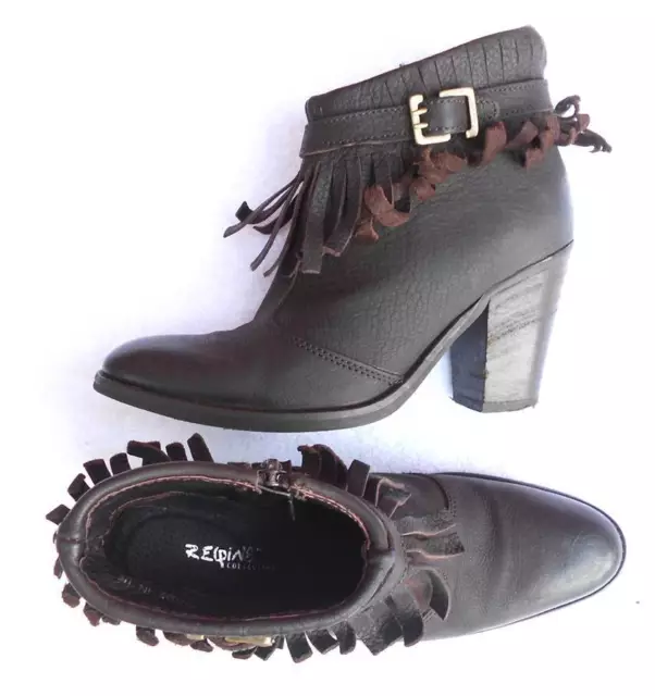 REQINS bottines zippées cuir marron P 36 TBE