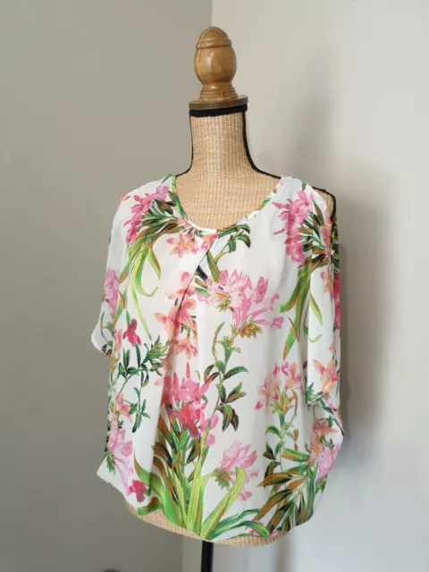 Morgan : Superbe Blouse Voile Epaules Nues Imprimée Fleurs Tropicales