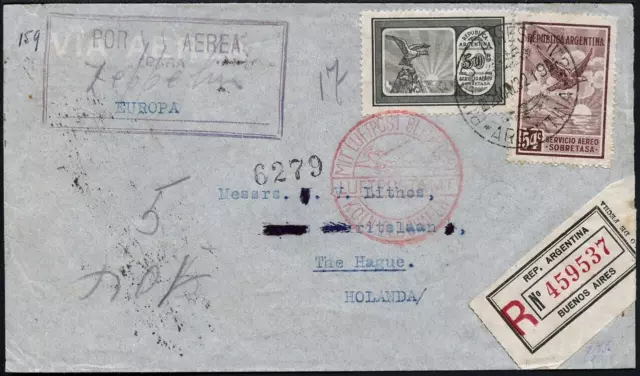 Zeppelin 1932 Argentinien 4. SAF Reko-Brief Buenos Aires Niederlande Si 159/2024