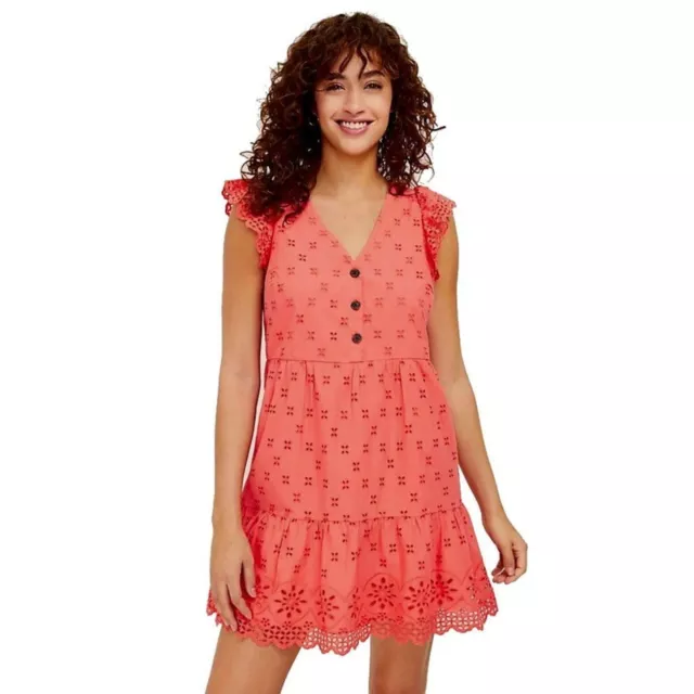 NWT Womens Petite Size 12 12P Ann Taylor LOFT Embroidered Eyelet Mini Dress