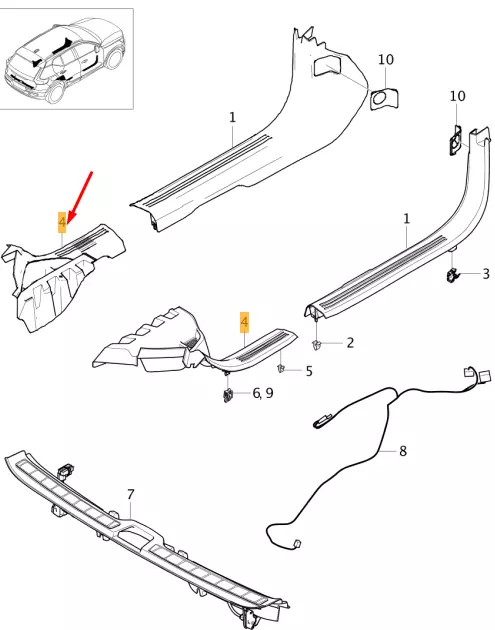 VOLVO XC40 Stampaggio davanzale posteriore sinistro 32216842 NUOVO ORIGINALE