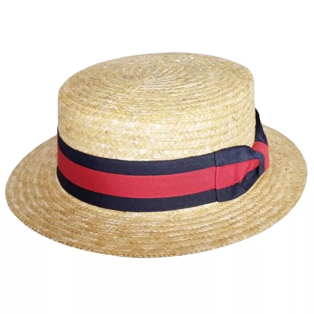 Straw Boater Hat Oxford Sun Hat Sailor Skimmer Cap Size S, M, L, XL - Failsworth