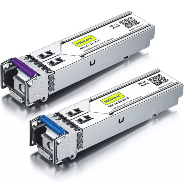 A Pair 1G SFP Bidi Transceiver 1490nm/1310nm Singelmode 20 km For Cisco & More