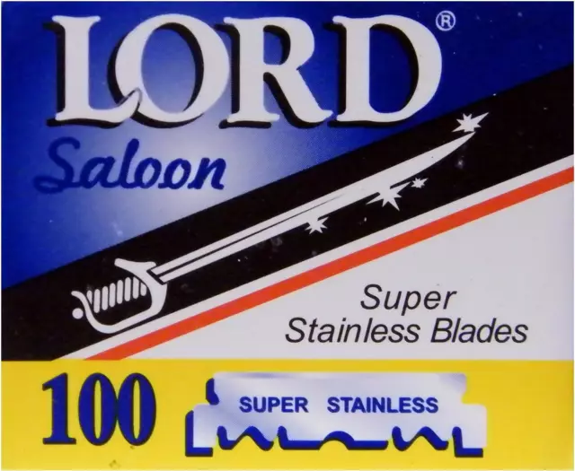100 cuchillas de afeitar Lord súper inoxidables de un solo borde para peluqueros