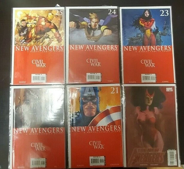 6Pc New Avengers Lot (9.0) Wanda Cover!! 2006