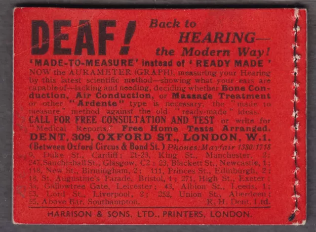 Gb King Edviii 1936 3/-  Booklet  Bc3 Ed 320  Fords Blotting Paper Blue Advert 2