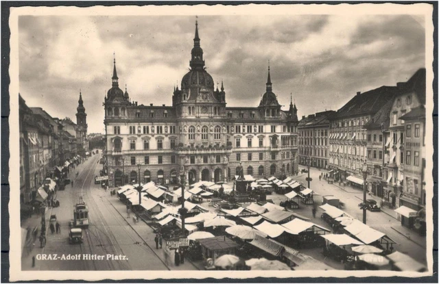 AK Graz Marktplatz s/w echt gelaufen 24.6.41 (708-AK151)