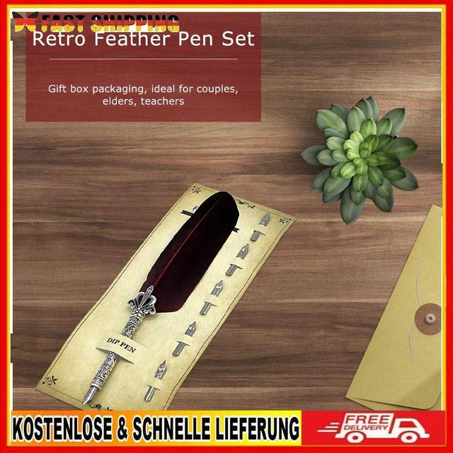 Prosperveil Federhalter mit 5 Kalligraphie-Federn, antike Schreibfeder, Federhal