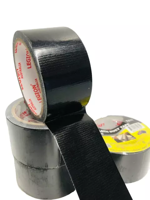 Cloth Duct Tape Gaffer DIY use Self Adhesive Repair Black 48mm x 10m long rolls.