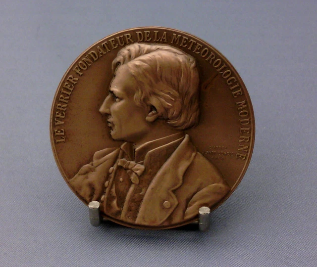 Urbain Le Verrier Météorologie lot 3 médailles Bronze argent or signé Dubois