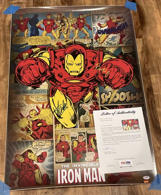 Robert Downey Jr & Stan Lee Signed 27x40 Iron Man Poster PSA/DNA Authentic LOA