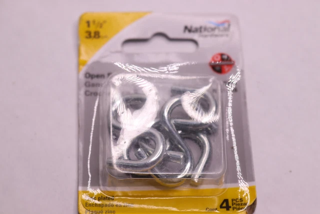 (4-Pk) National Hardware Heavy Open S Hooks Zinc Plated Steel 1-1/2" N121-616