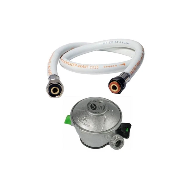 Pack tuyau gaz 1.00 m + Détendeur Butane clip Quick-On Valve Diam 27mm BUTAGAZ A