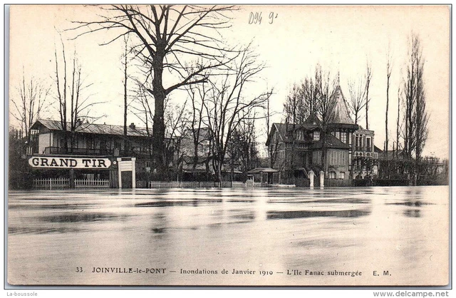 94 JOINVILLE LE PONT - crue 1910 - ile fanac submergee.