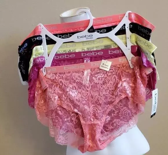 NEW BEBE Women's Hipster Underwear Panties 5-Pair Cotton Blend Stretch S M  L XL 