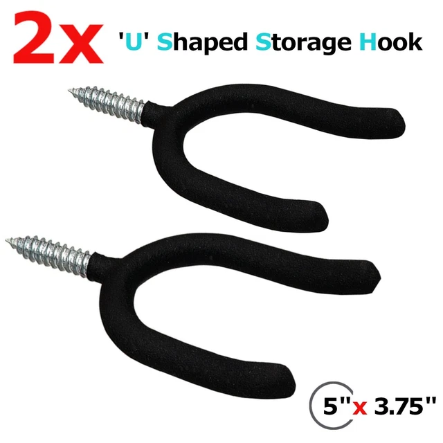 2X 'U' Shaped Screw-in Anti-slip Utility Garage Storage Tool Hook 5 x 3.75 Inch