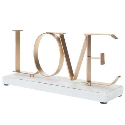 Tabletop Metal Letters Home Decorative Sign "Love" with Whitewashed Wood Base