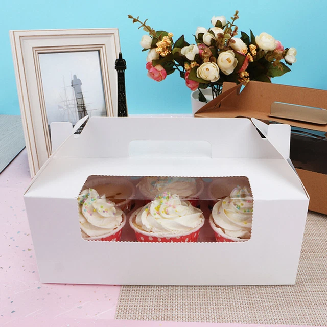8 pz scatole cupcake box cupcake con inserti per tenere contenitore muffin scatole biscotti