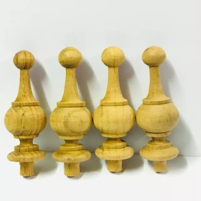 4x Wooden Teak finials Antique Clock Furniture home decor Vintage DIY 2.5"L