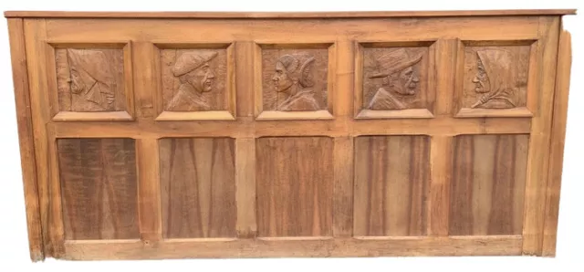 From France hand carved Walnut Solid Wood panel furniture salvage reclaimed wood