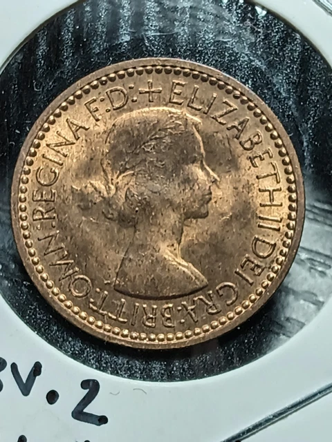 1953 Britain Farthing  Unc Red Obverse 2 Reverse A