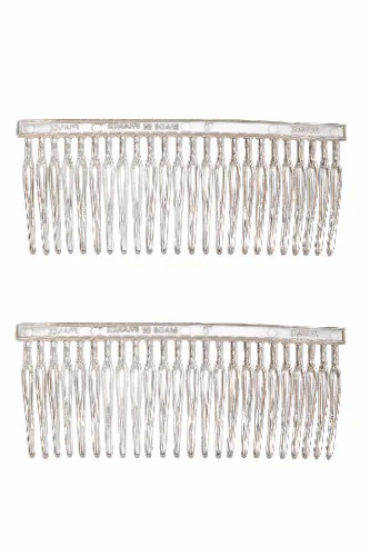 Caravan French Twisty Wirey Teeth Patent Comb Crystal Clear Pair, Large