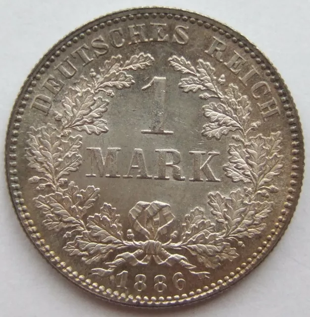 Moneta Reich Tedesco Impero Tedesco Argento 1 Marchi 1886 F IN Uncirculated