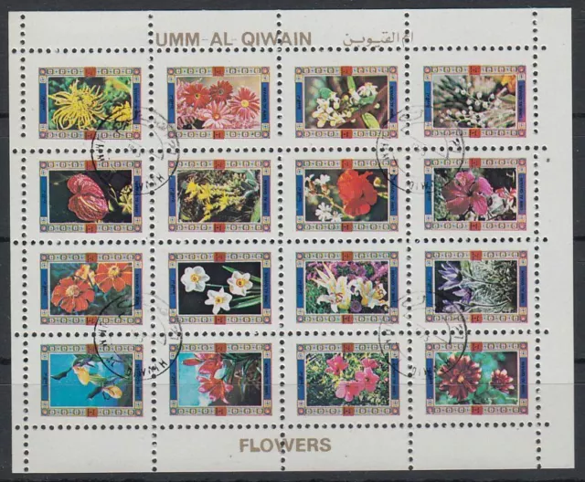 Umm al Qiwain 1972 used Mi.1050/65 A Klbg. Blumen Flowers Flora Nature Natur