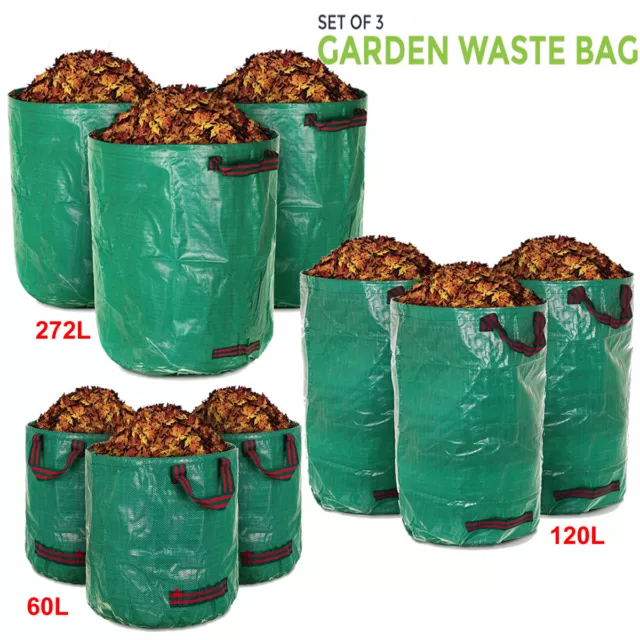 Heavy Duty Garden Waste Bag Reusable Waterproof Refuse Sack for Leaves Grass Bin