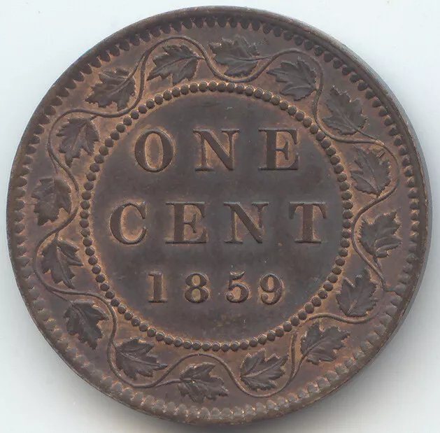 Canada, 1859 Victoria Large Cent, PC59-106, Red and Brown AU-Unc