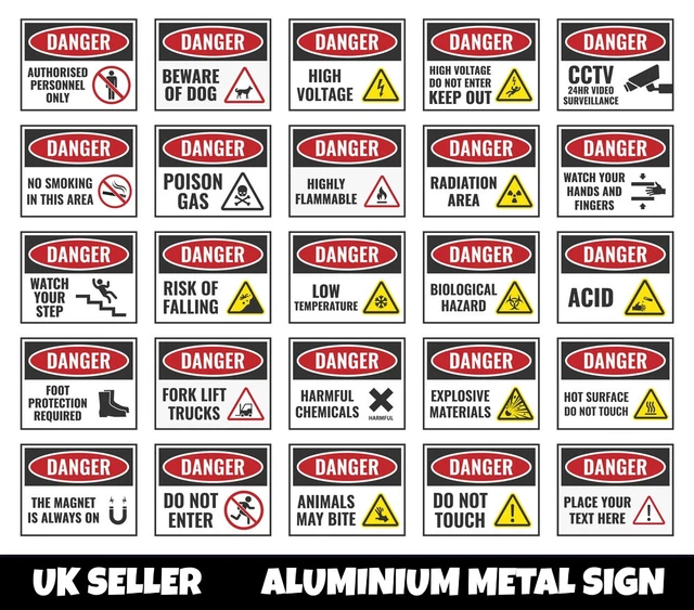 DANGER WARNING SAFETY Hazard Office Work Site Garage Pub Bar Wall UK