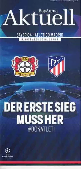 Fussball-Programmheft   19/20   CL   Bayer 04 Leverkusen - Atletico Madrid