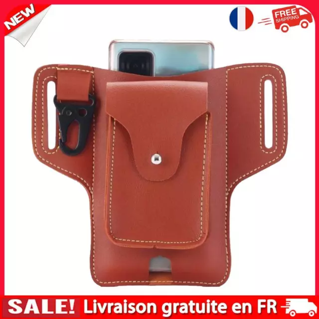 Fanny Waist Bag Men PU Leather Belt Bum Hip Pack Phone Case Wallet (Brown)