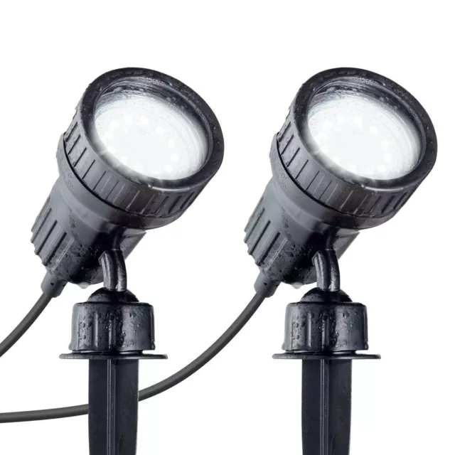 2er SET Garten-Strahler Leuchte LED Erdspieß Außen IP44 GU10 3W 230V Beet Garten