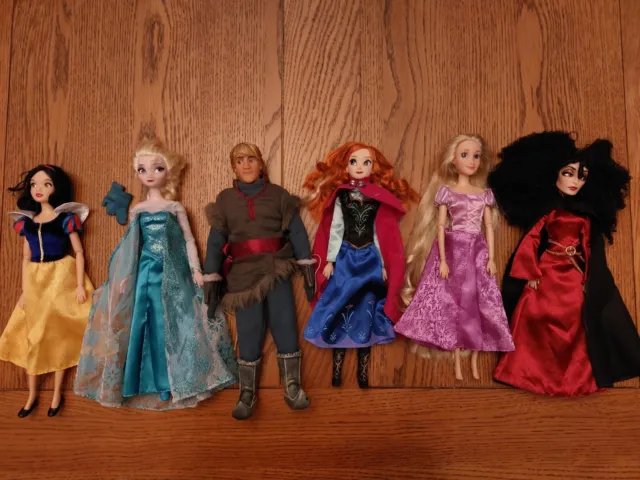 Disney Store Dolls X6 - Original Frozen Elsa, Anna, Kristoff, Repunzel & Gothel.