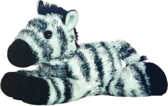 Aurora, 13284, Mini Flopsies Zany Zebra, 8In Soft Toy, Black and White