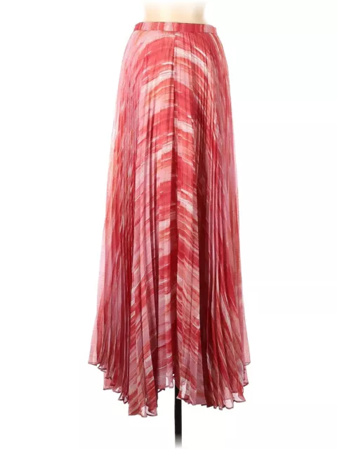 NWT Alice + Olivia Shannon in Orange Multi Chiffon Pleated Maxi Skirt 6 $484