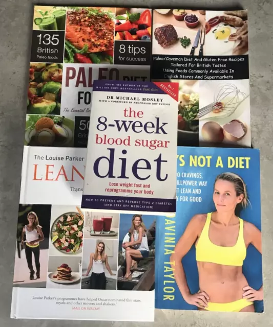 5 Book Bundle : Paleo Lean 4 Life Diet Blood Sugar Michael Mosley Louise Parker