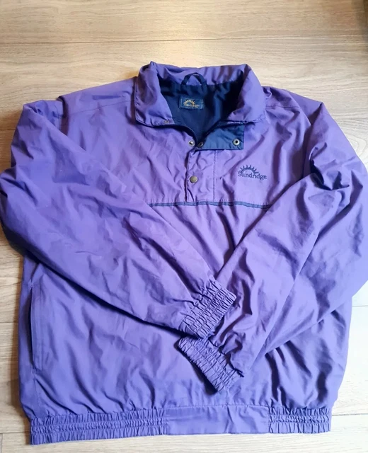 SUNDRIDGE FISHING JACKET Mens XL Purple Coat Lined Embroidered Logo Colar Zips 22.00 PicClick UK