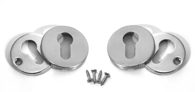 Escutcheon Plates, Euro Cylinder, #304 Stainless Steel, Front & Back Lock Covers